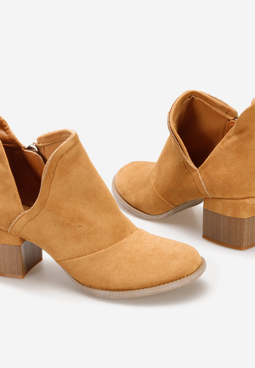 Botine cu toc gros Nivana camel