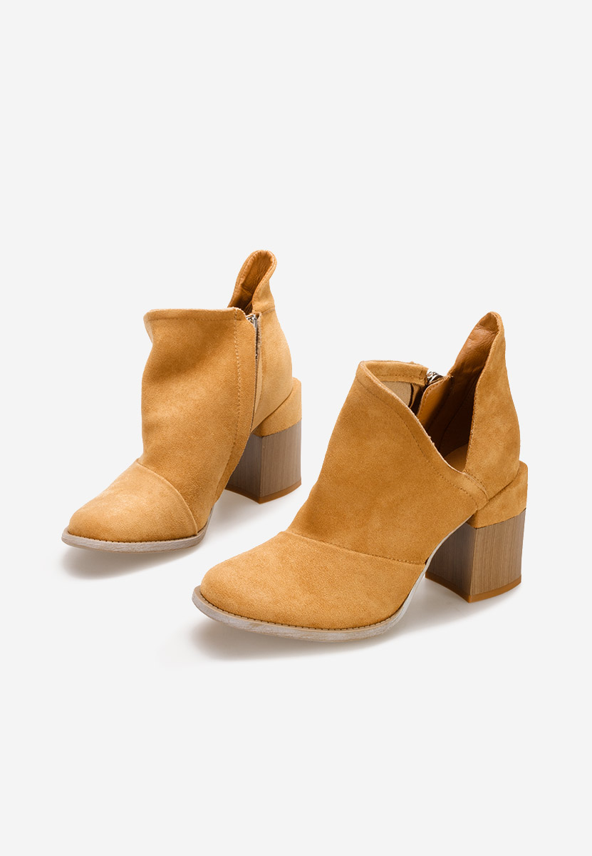 Botine cu toc gros Odeisa camel