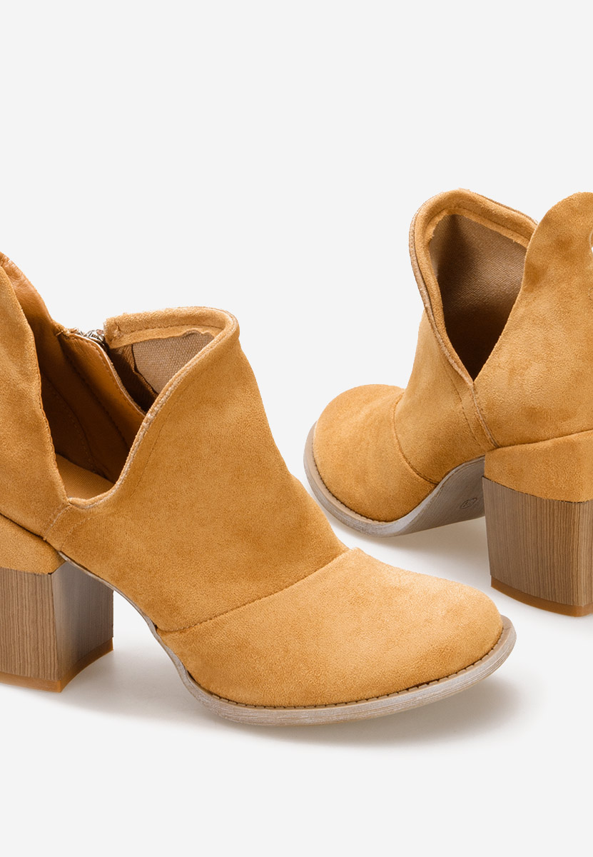 Botine cu toc gros Odeisa camel