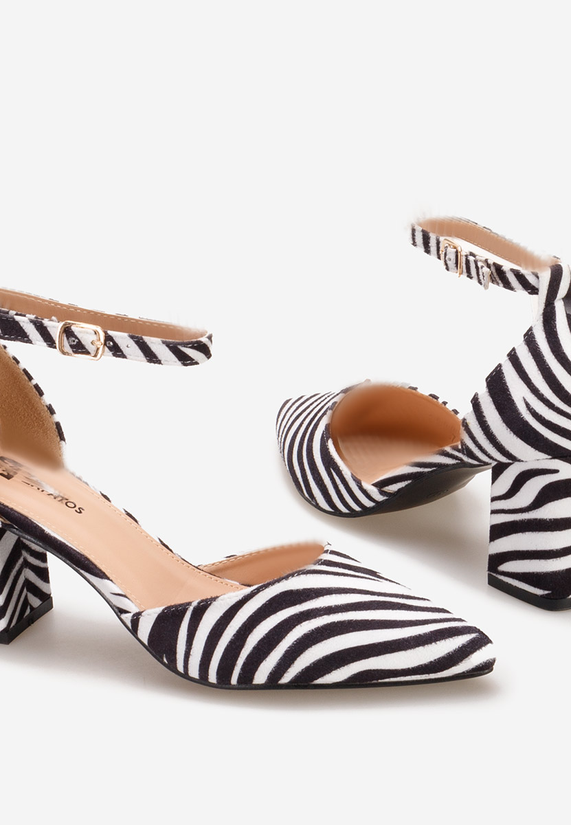 Pantofi cu toc gros Alivila V2 zebra
