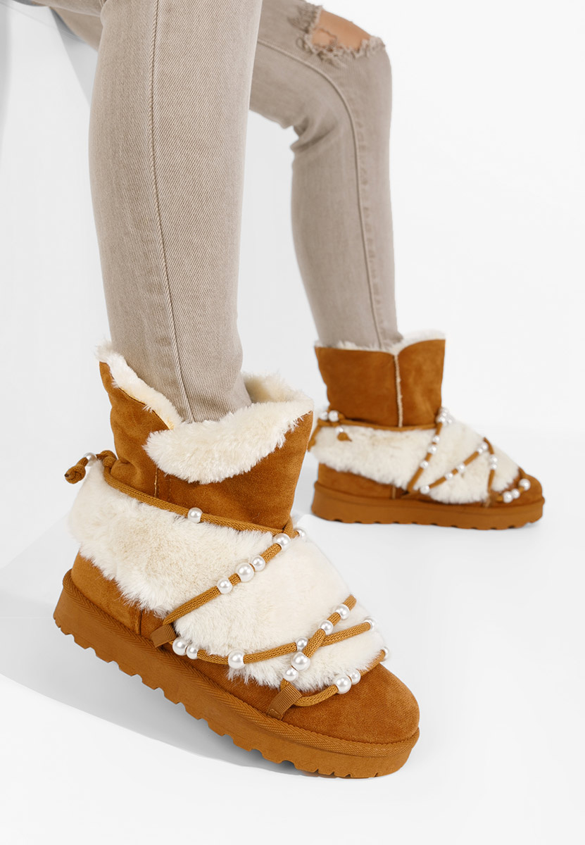 Cizme tip ugg Belvia camel