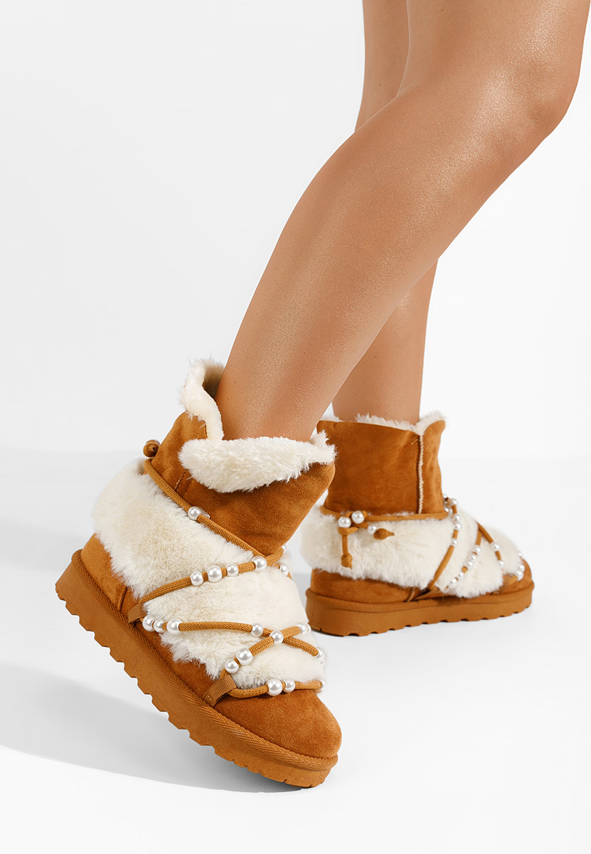 Cizme tip ugg Belvia camel