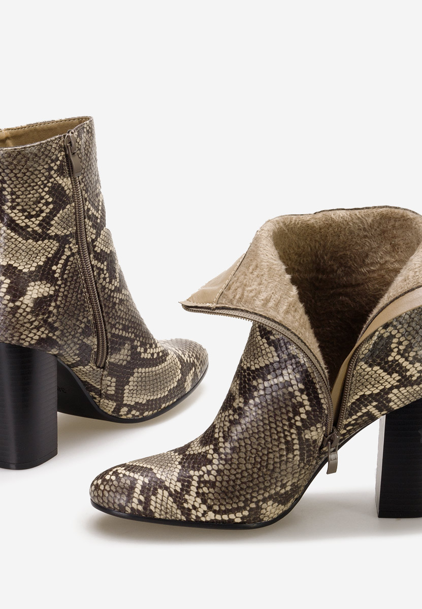 Botine cu toc gros Valina animal print