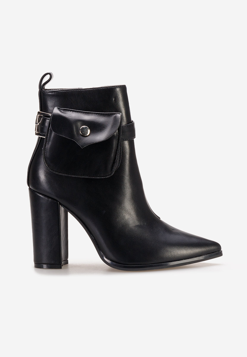 Botine cu toc negre Wanda