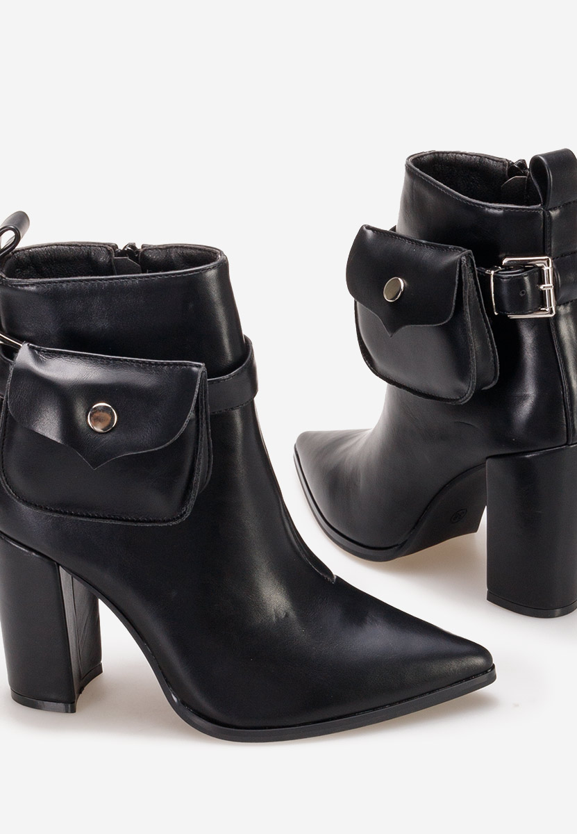 Botine cu toc negre Wanda