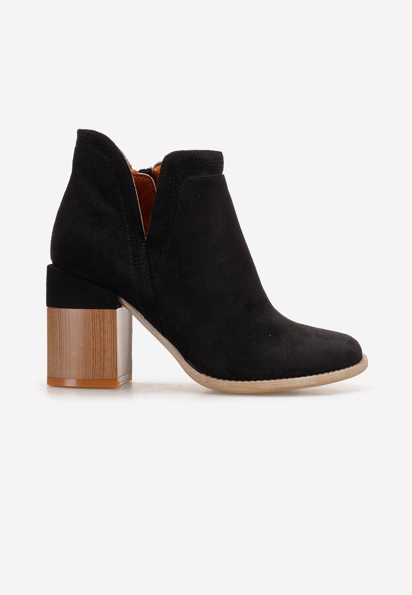 Botine cu toc gros Camelia negre