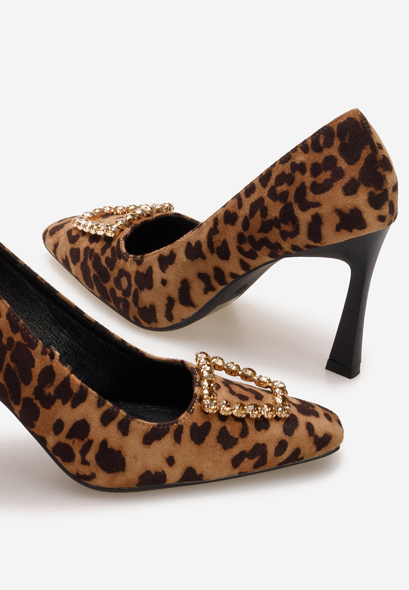 Pantofi cu toc subtire Zerna leopard
