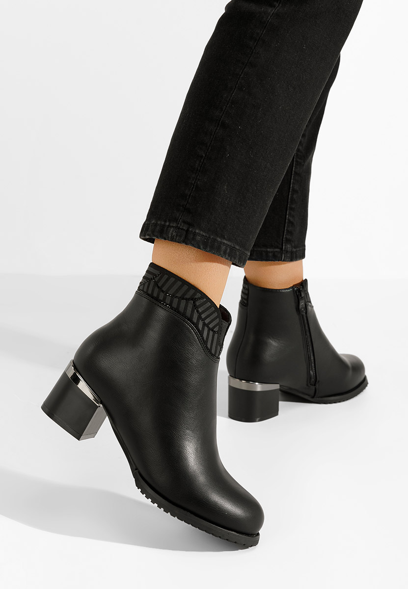 Botine cu toc gros Vitinia negre