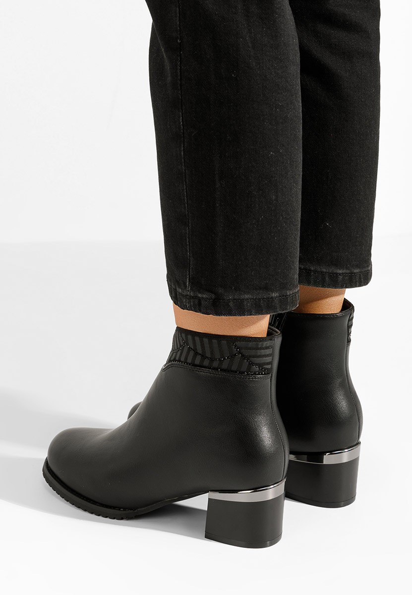 Botine cu toc gros Vitinia negre