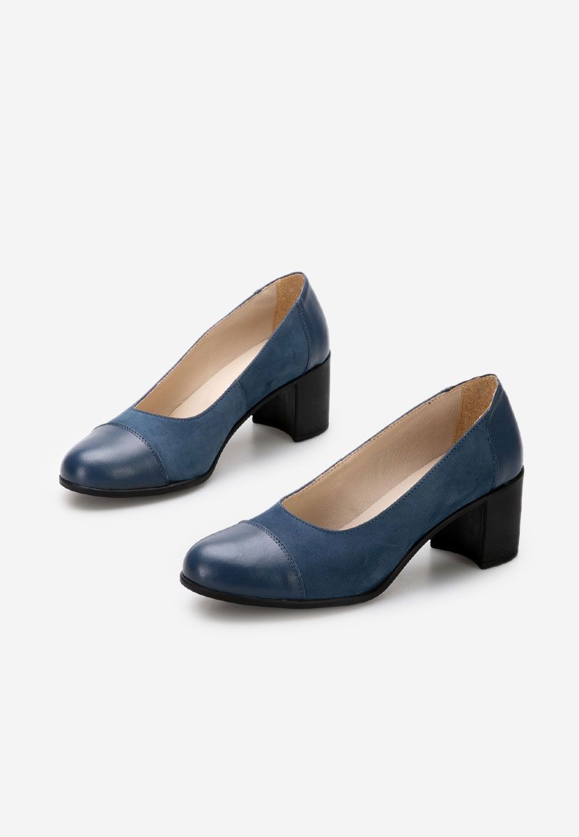 Pantofi cu toc gros piele Judy V2 navy