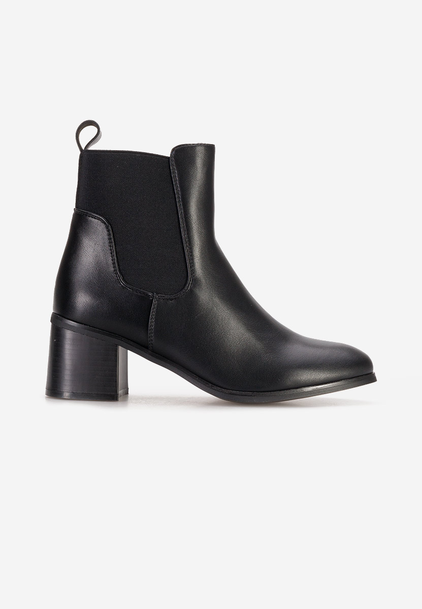 Botine cu toc gros Vivienne negre