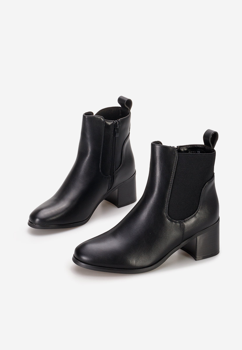 Botine cu toc gros Vivienne negre