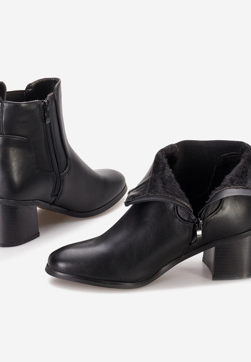 Botine cu toc gros Vivienne negre