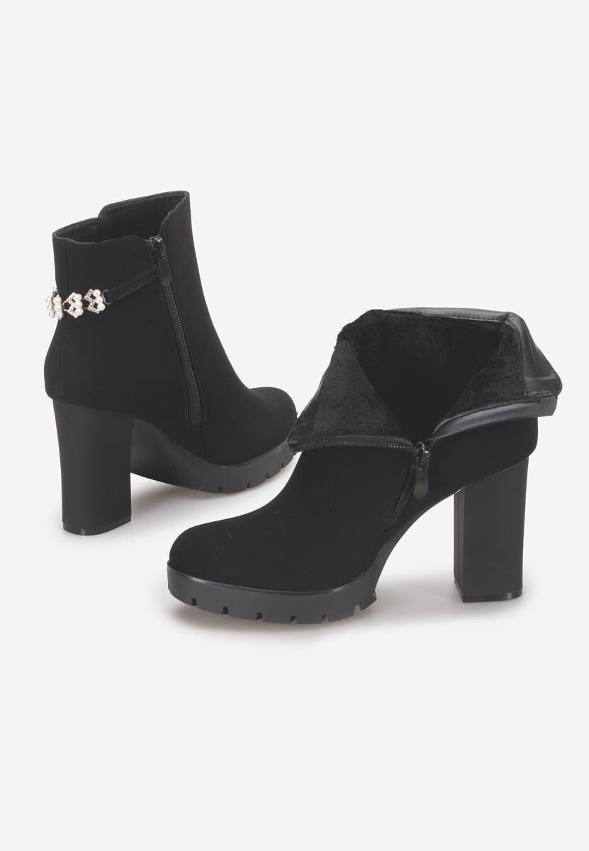 Botine cu toc gros Sallie negre