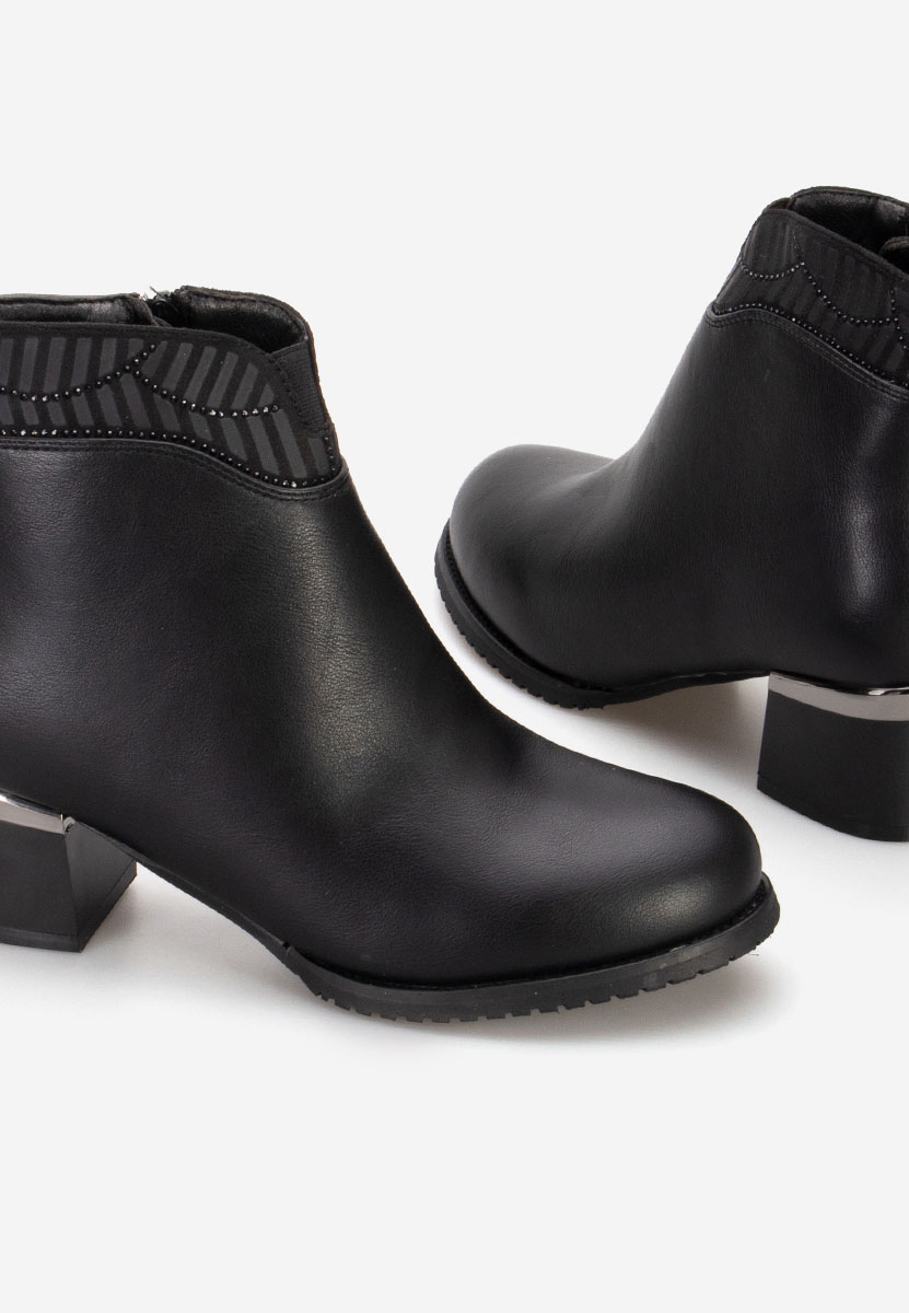 Botine cu toc gros Vitinia negre