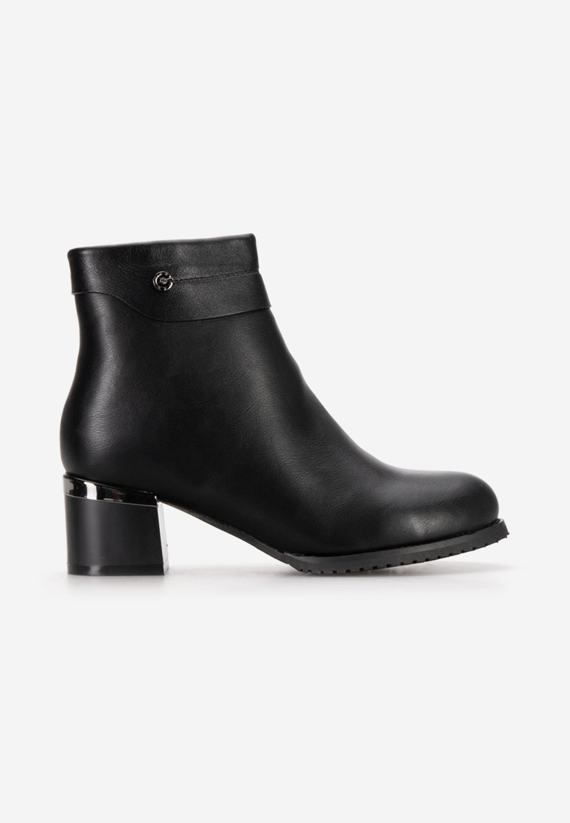 Botine cu toc gros Emalea negre