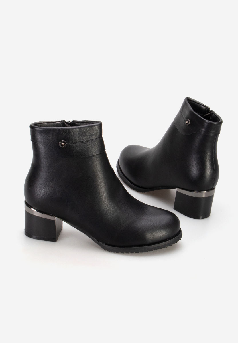 Botine cu toc gros Emalea negre