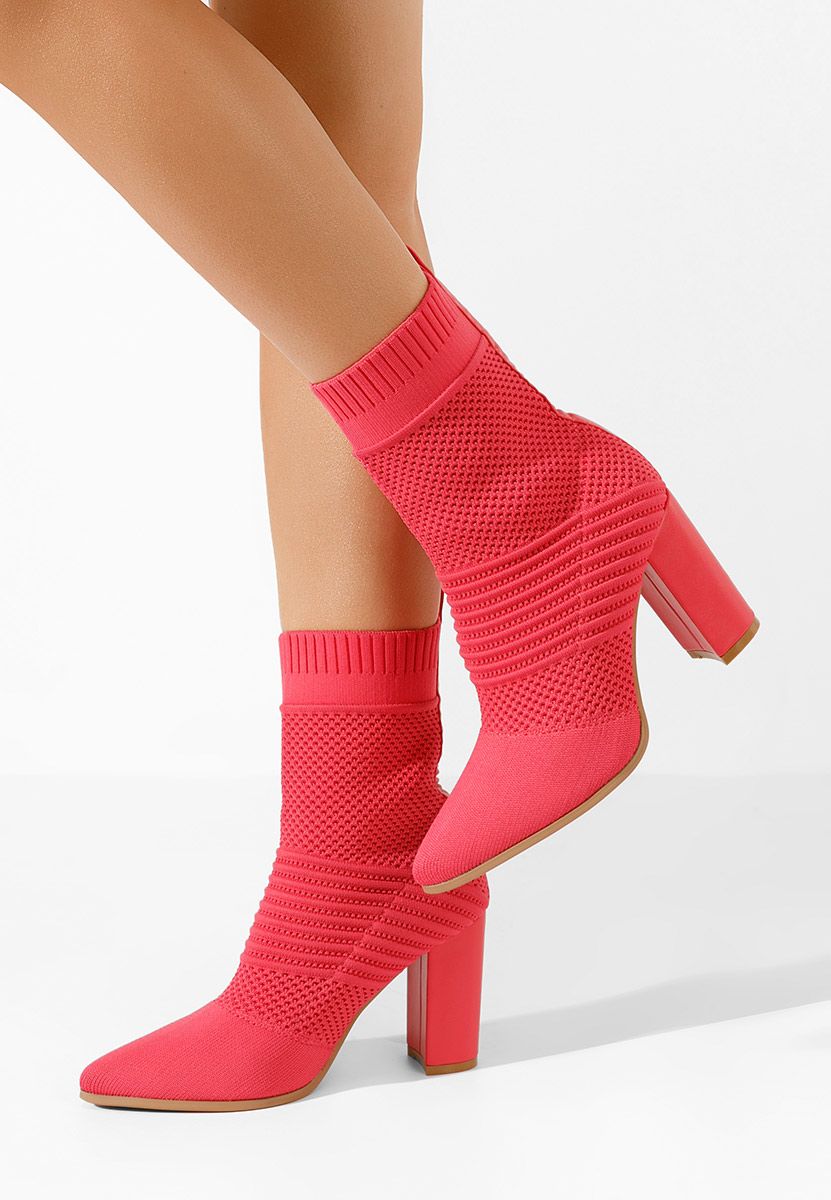 Botine cu toc gros Doriane fucsia