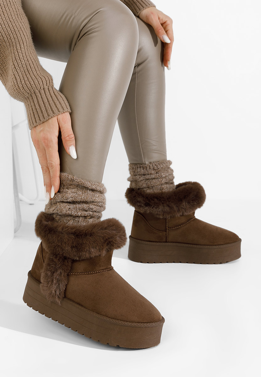 Cizme tip ugg Calla maro