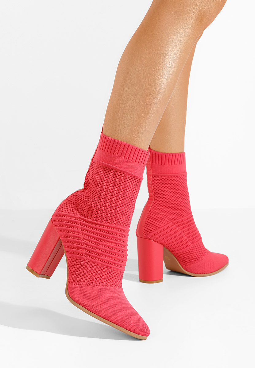 Botine cu toc gros Doriane fucsia