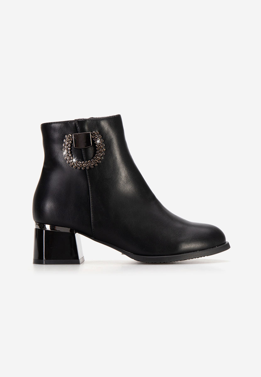 Botine cu toc gros Lauraine negre