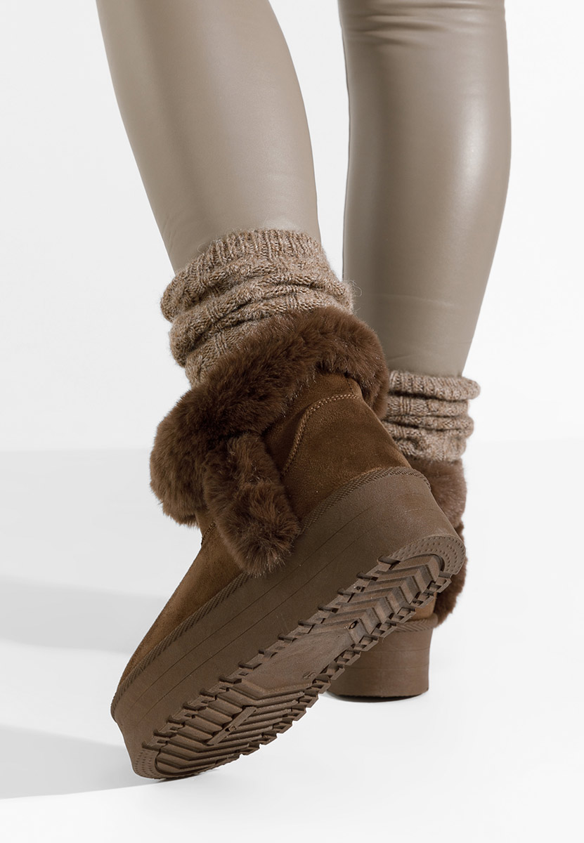 Cizme tip ugg Calla maro