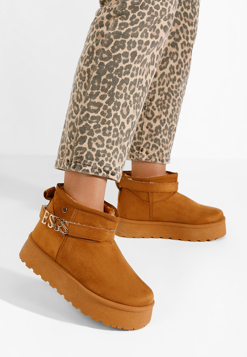 Cizme tip ugg cu platformă Agnesa camel