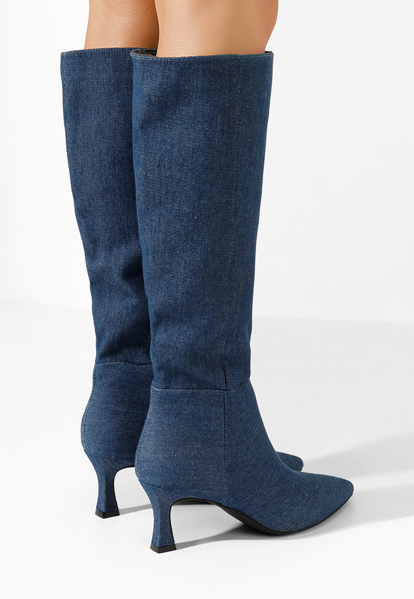 Cizme cu toc subtire Verka denim