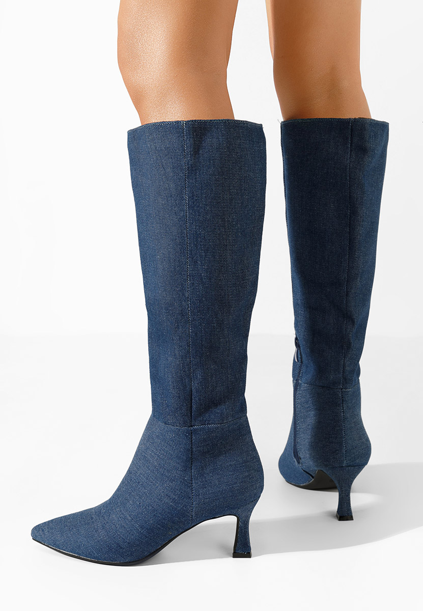Cizme cu toc subtire Verka denim