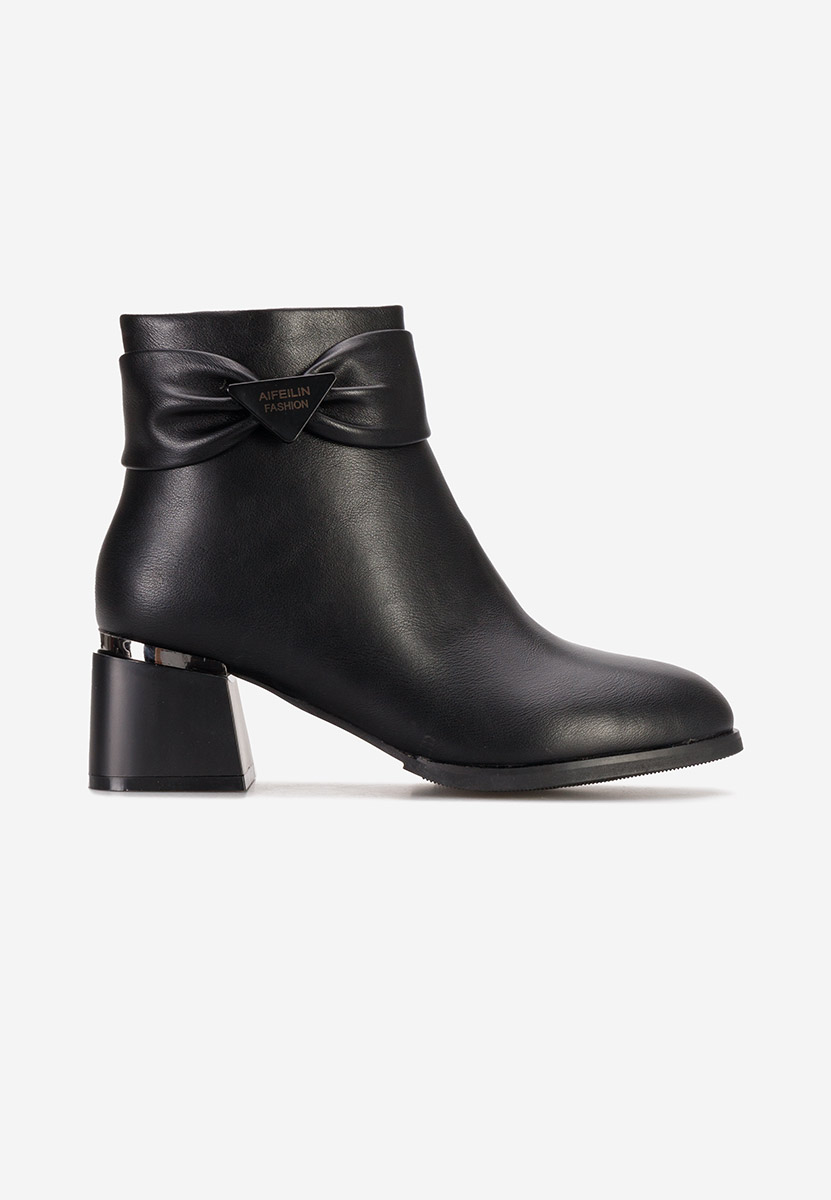 Botine cu toc gros Lucina negre