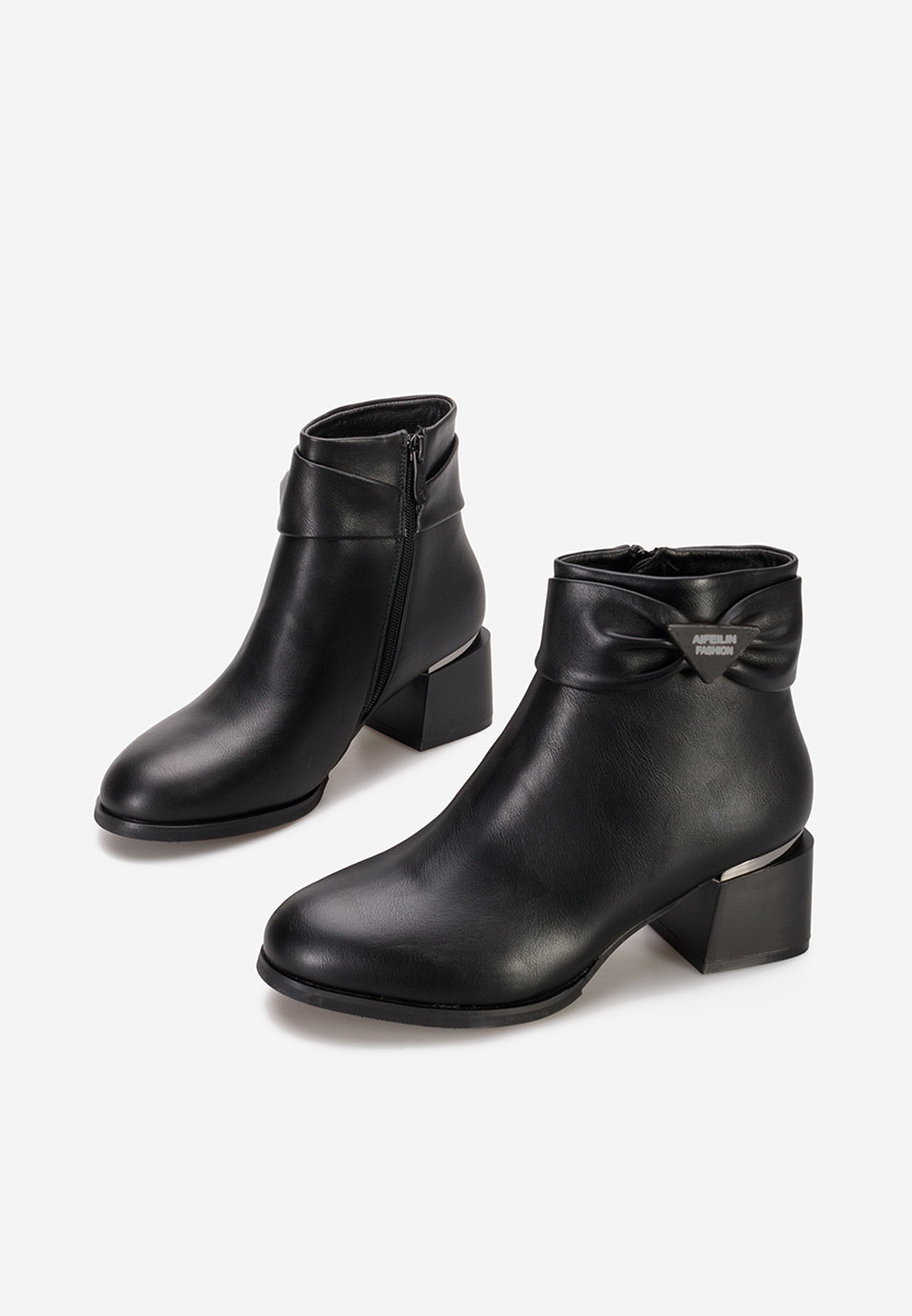 Botine cu toc gros Lucina negre