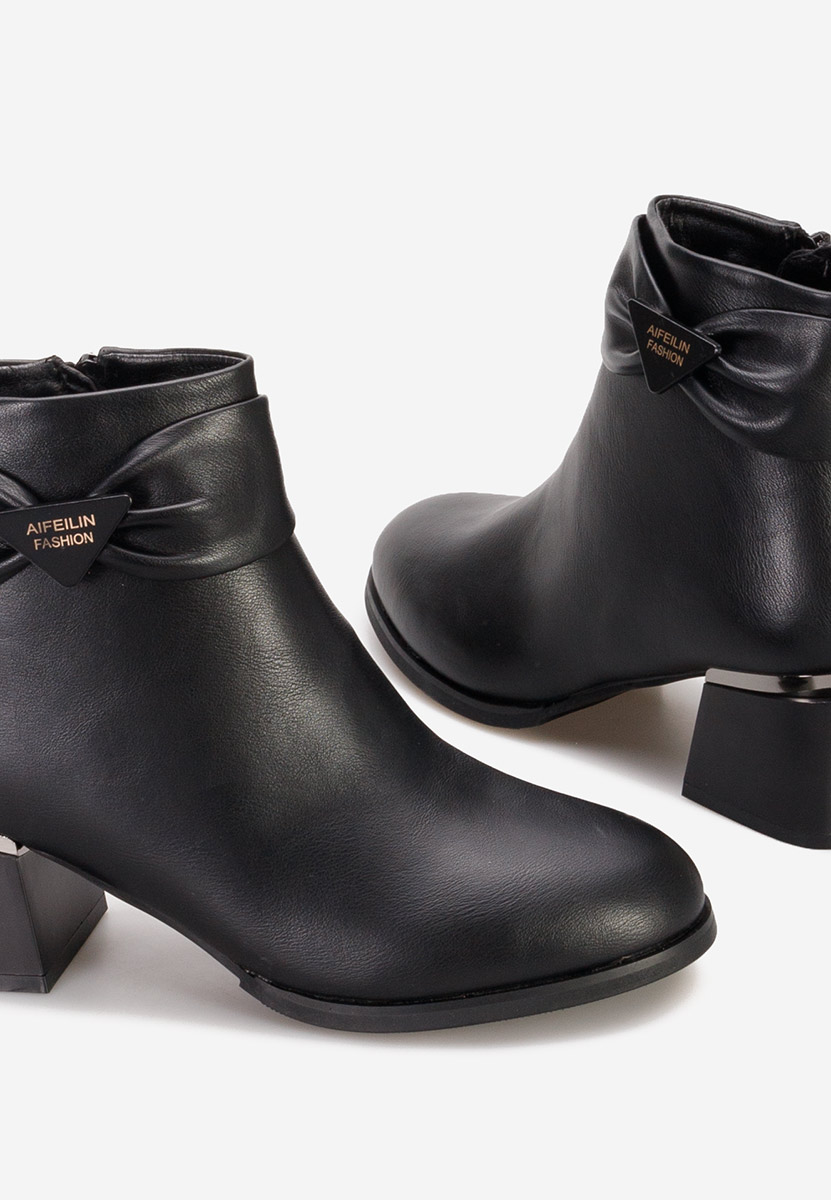 Botine cu toc gros Lucina negre