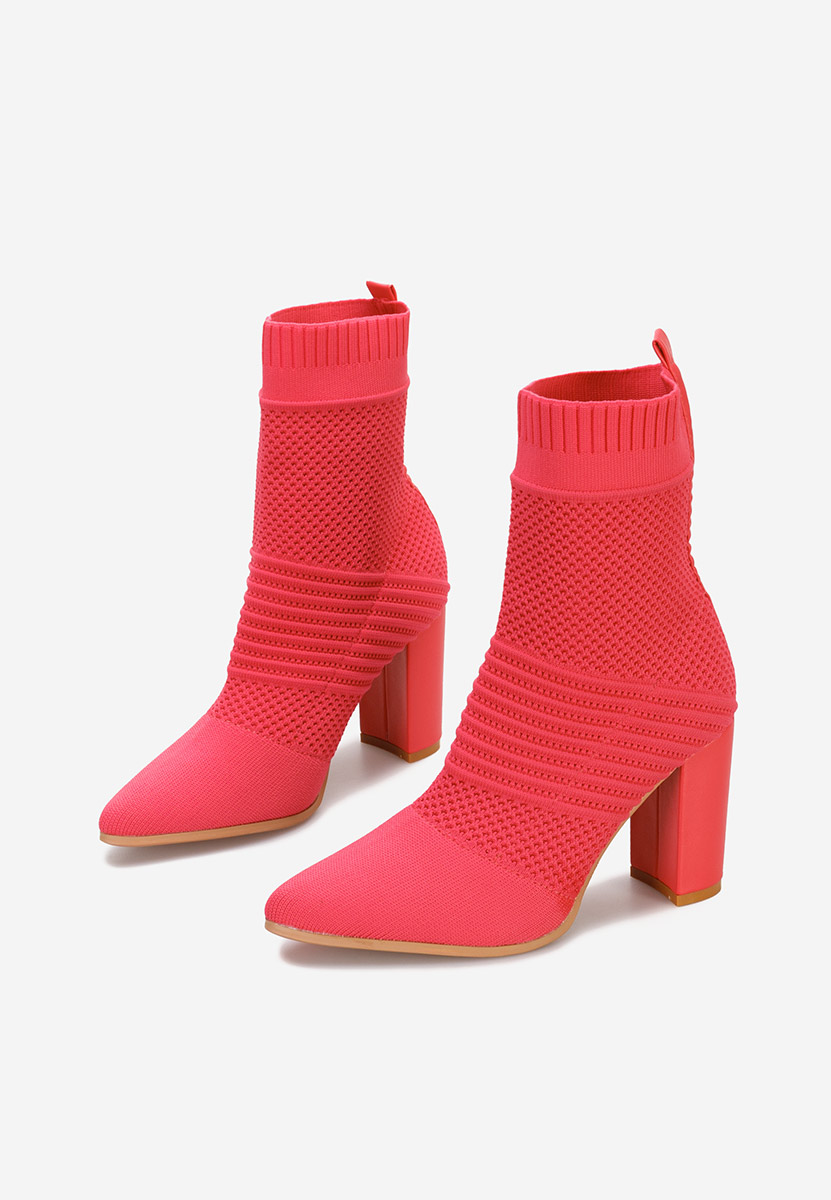 Botine cu toc gros Doriane fucsia