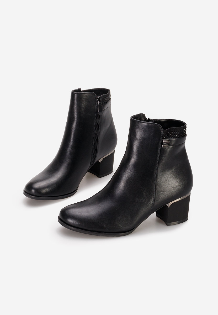 Botine cu toc gros Canylo V2 negre