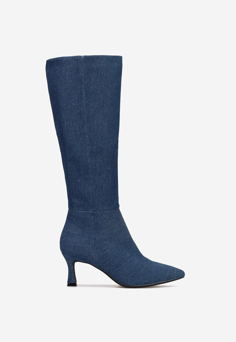 Cizme cu toc subtire Verka denim