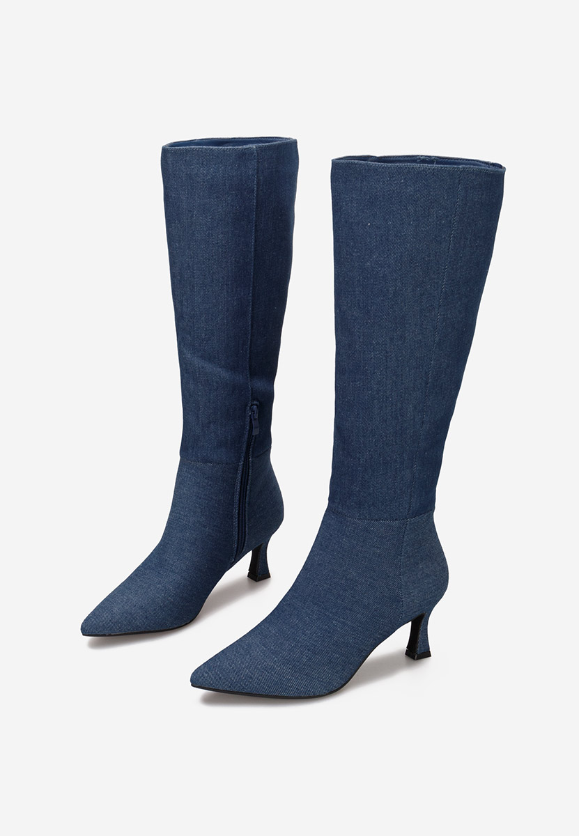 Cizme cu toc subtire Verka denim
