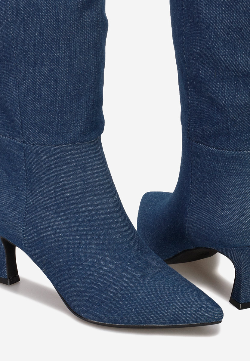 Cizme cu toc subtire Verka denim
