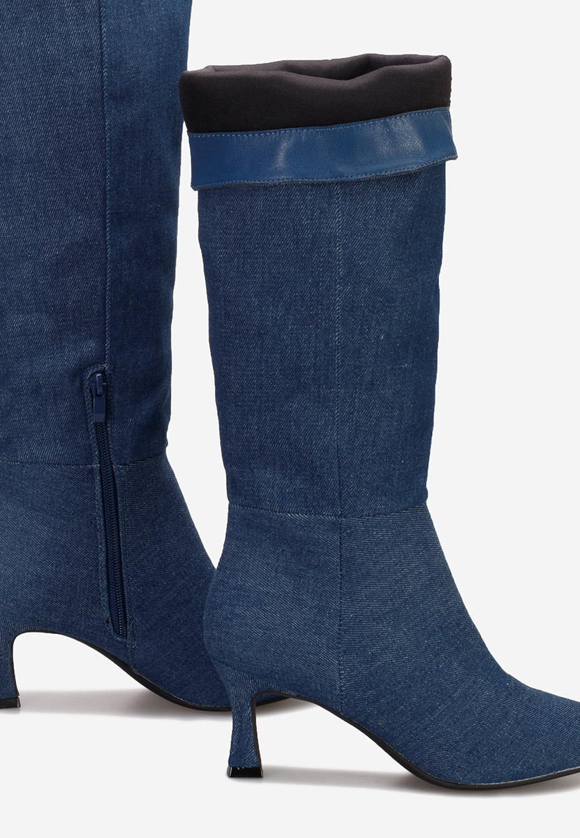 Cizme cu toc subtire Verka denim