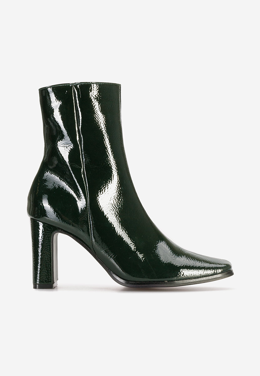 Botine cu toc gros Elenora verzi