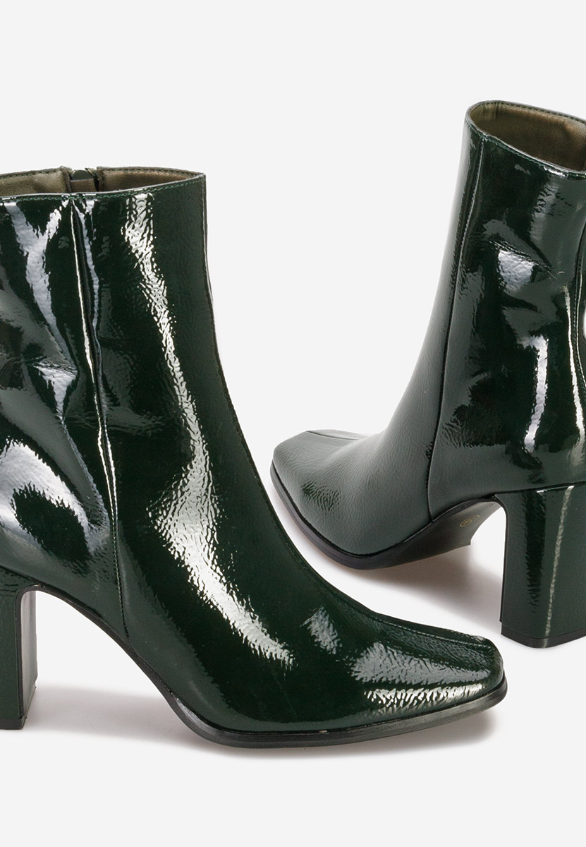 Botine cu toc gros Elenora verzi