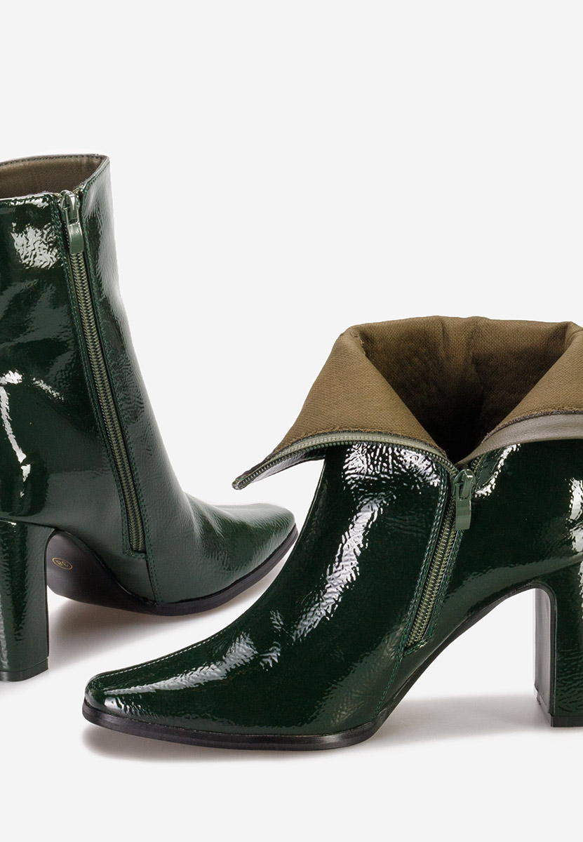 Botine cu toc gros Elenora verzi