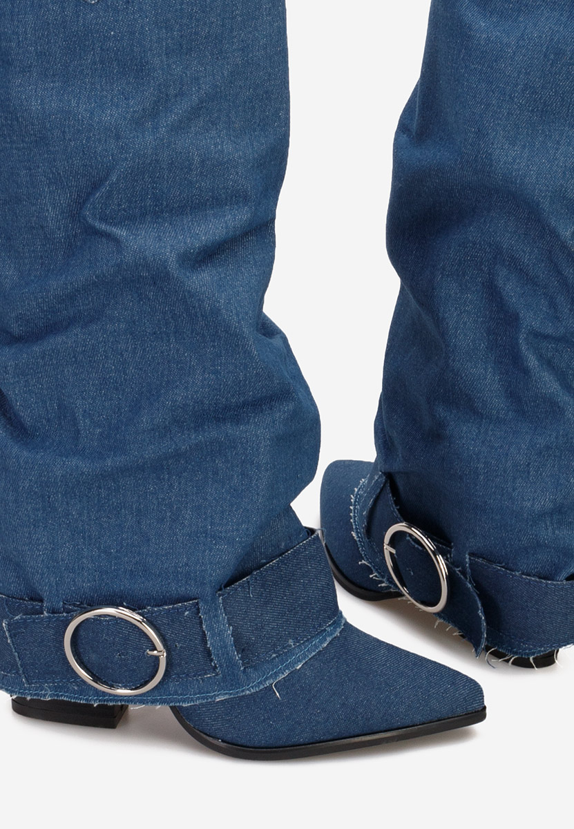Cizme cu toc gros Elisia V2 denim