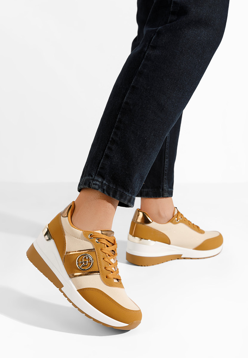 Sneakers dama cu platforma Rhisa camel