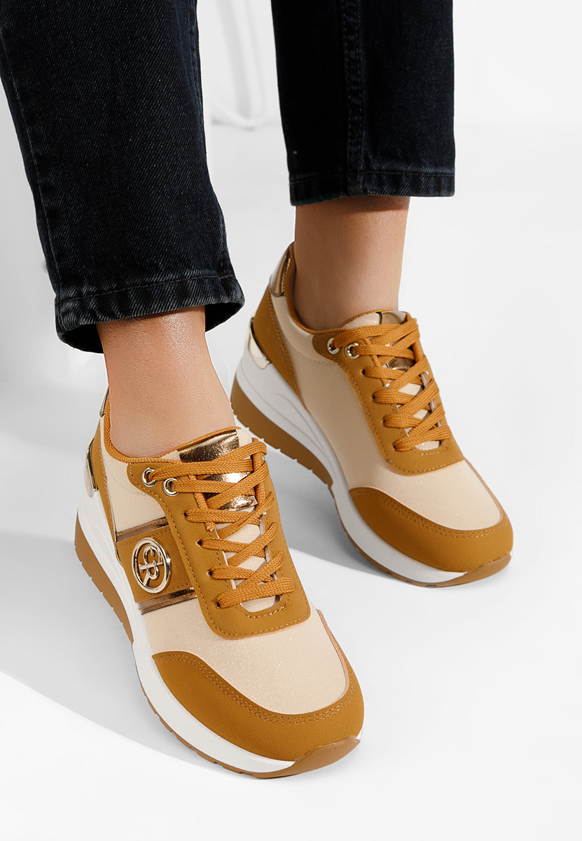 Sneakers dama cu platforma Rhisa camel