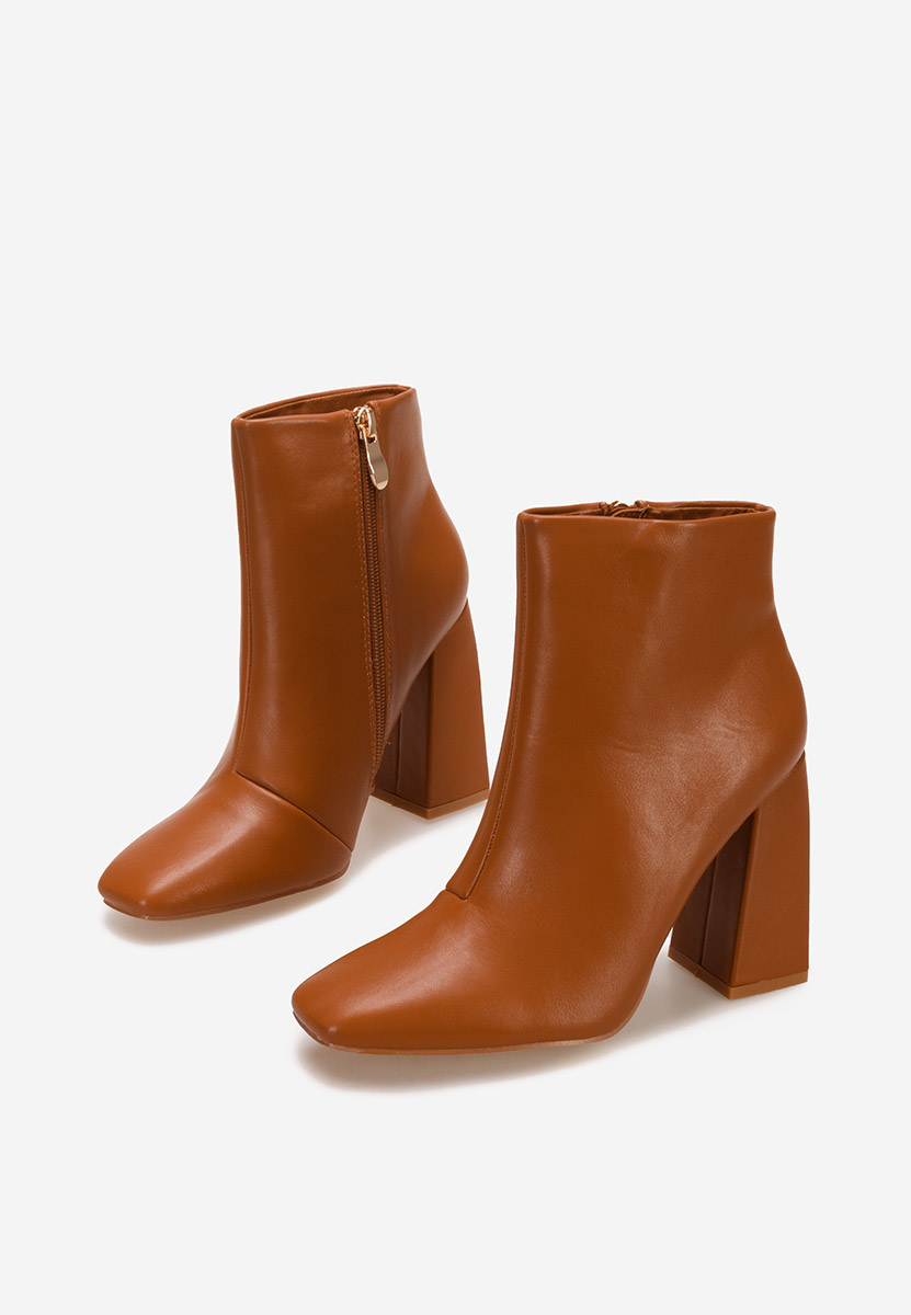 Botine cu toc gros Meina camel