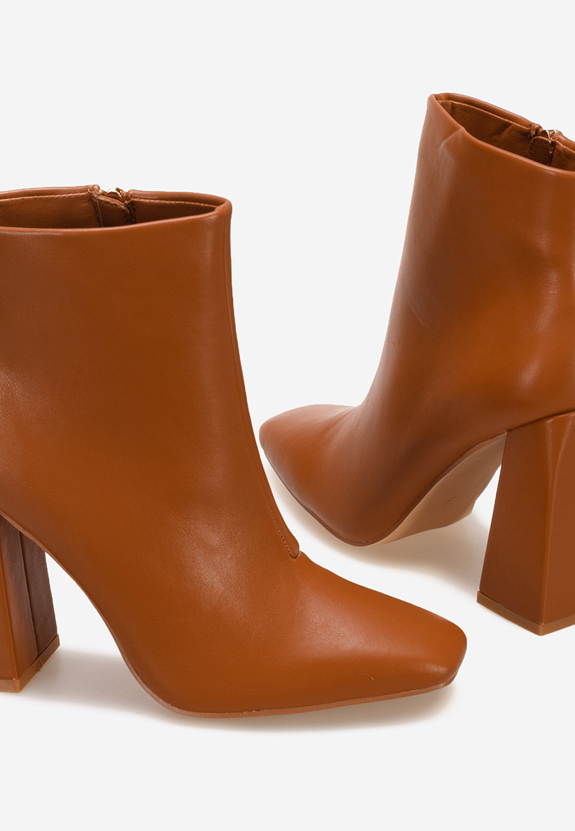 Botine cu toc gros Meina camel