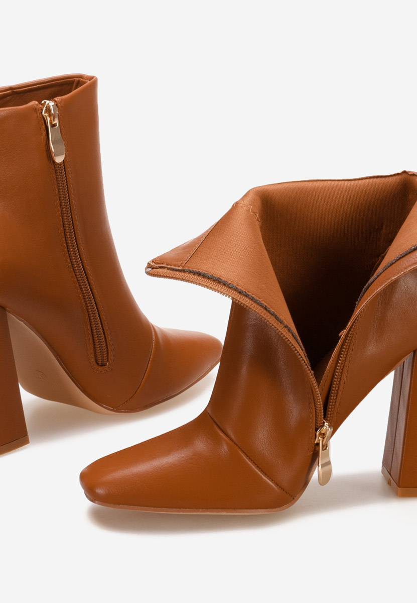 Botine cu toc gros Meina camel