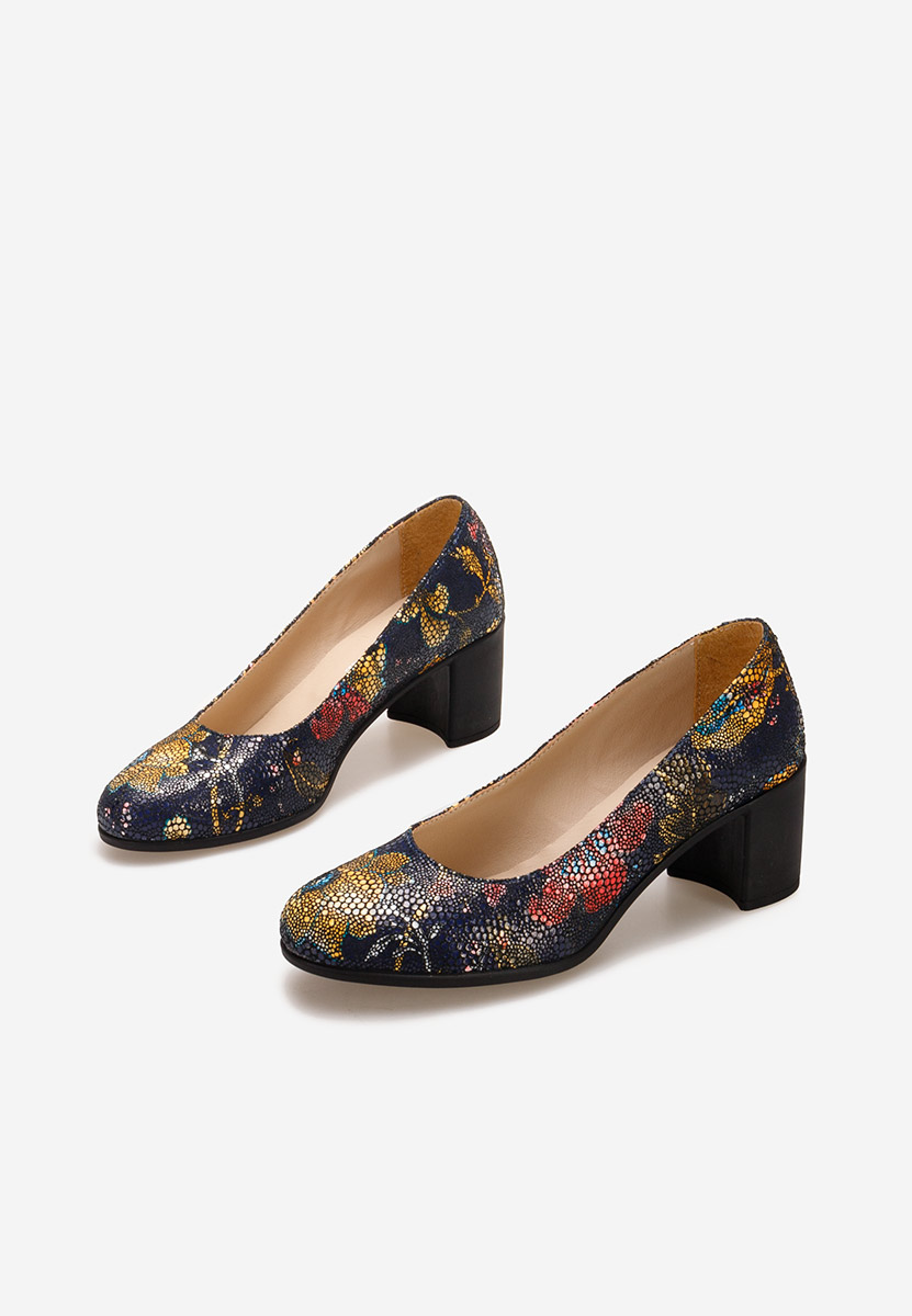Pantofi cu toc gros piele Dalida multicolori