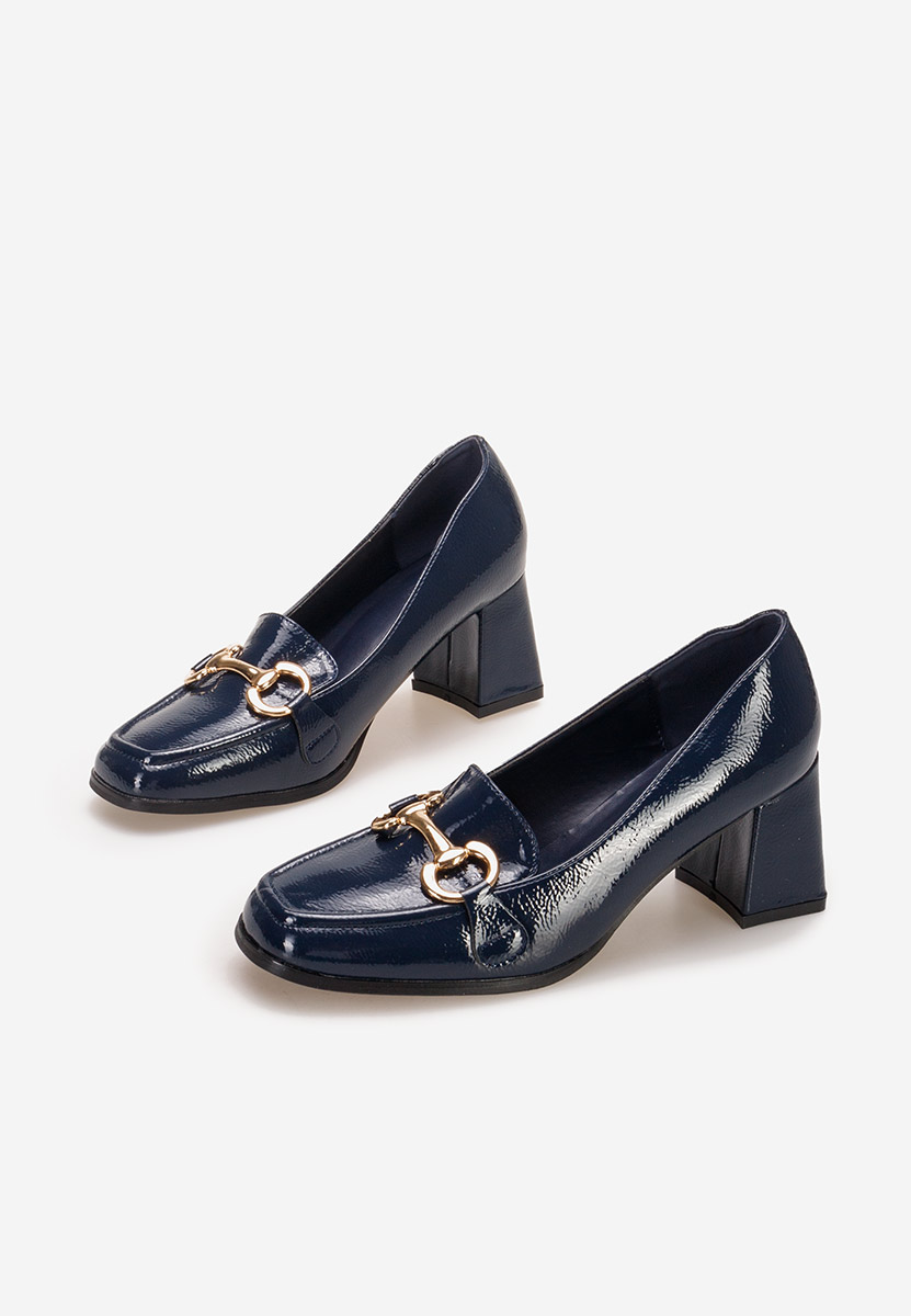 Mocasini cu toc Velosa navy