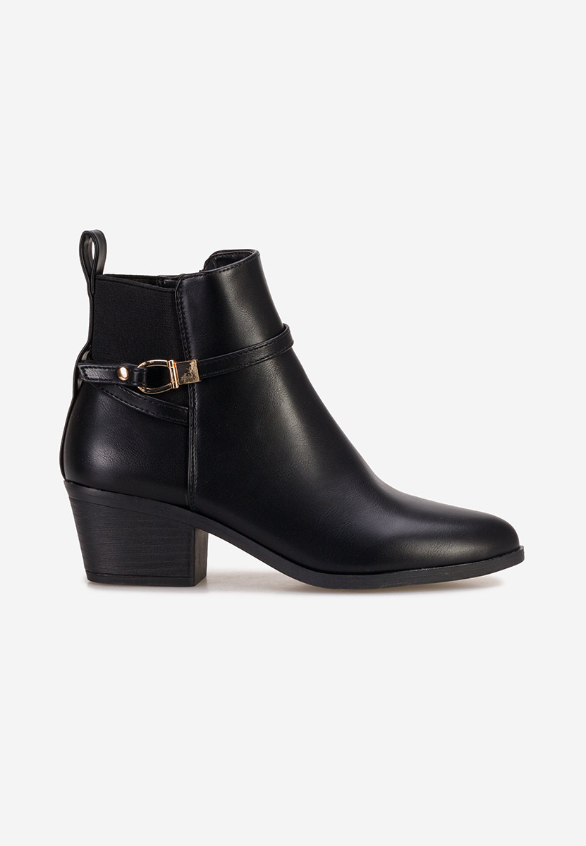 Botine cu toc gros Odelina negre